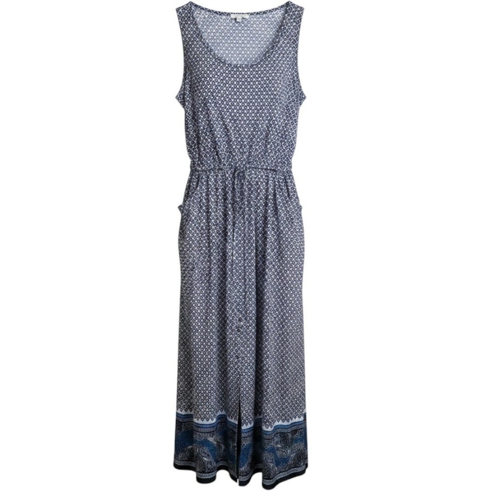 Max Studio Maxi Dress Womens Small Blue Geometric Sleeveless Casual Boho